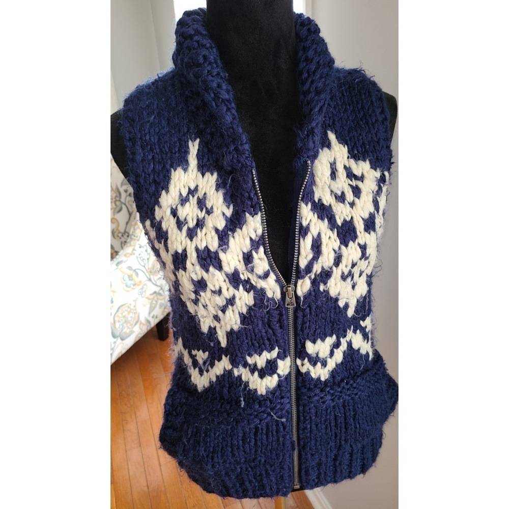 American eagle 50% wool zip up argyle print sweater vest Sz Med Pockets Outdoor